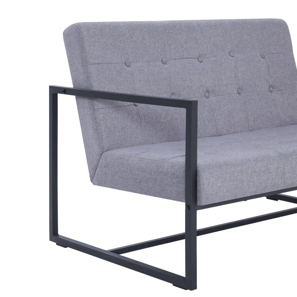 Light Gray 2-Seater Upholstered Fabric Sofa with Armrests P6093