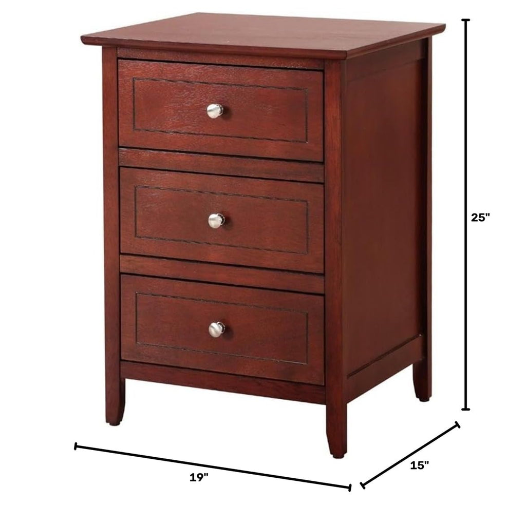 3-Drawer Solid Wood Nightstand S447