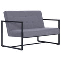 Light Gray 2-Seater Upholstered Fabric Sofa with Armrests P6093