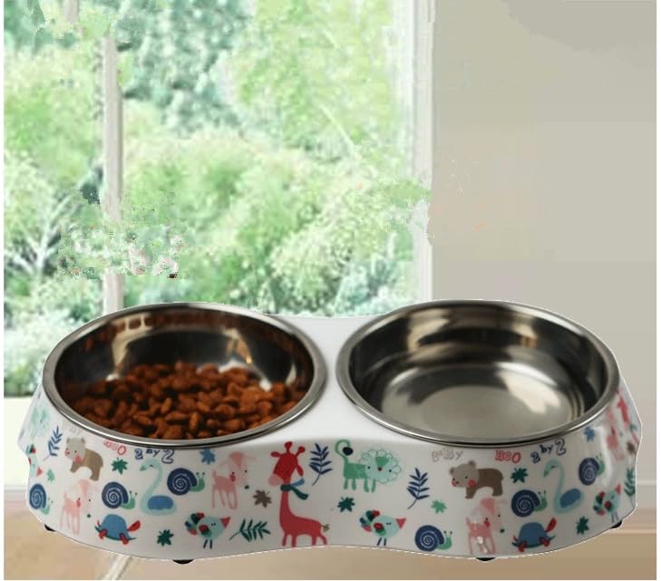 Small Double Stainless Steel Pet Bowls M11164