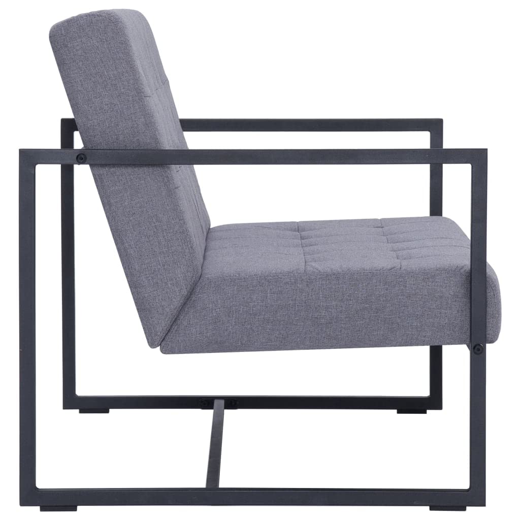 Light Gray 2-Seater Upholstered Fabric Sofa with Armrests P6093