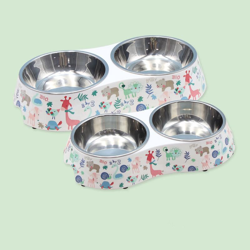 Small Double Stainless Steel Pet Bowls M11164