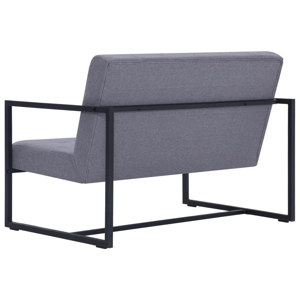 Light Gray 2-Seater Upholstered Fabric Sofa with Armrests P6093