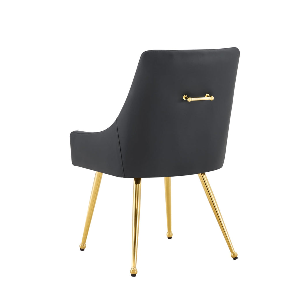 Black Leather Upholstered Dining Chair Set of 2 L432