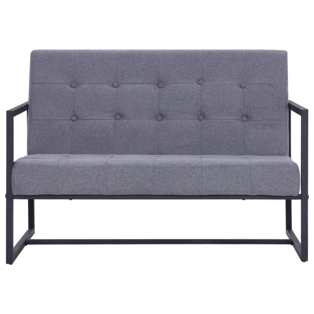 Light Gray 2-Seater Upholstered Fabric Sofa with Armrests P6093