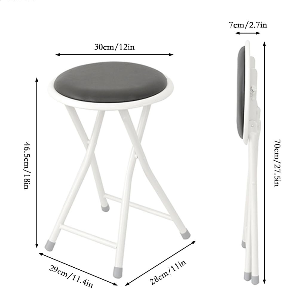 Set of 2 Pcs 18 Inch Round Padded Folding Bar Stool M959815