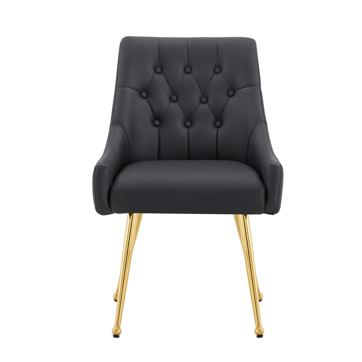 Black Leather Upholstered Dining Chair Set of 2 L432