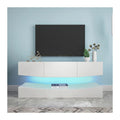 White Floating TV Stand with 3 Drawers and Open Shelves S662