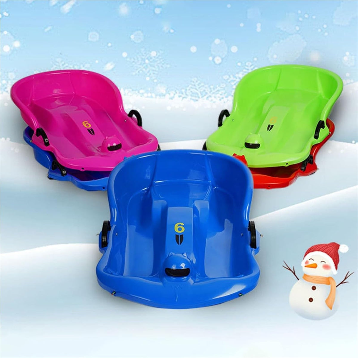 Plastic Toboggan Snow Sled with Pull Rope and Handle M15870
