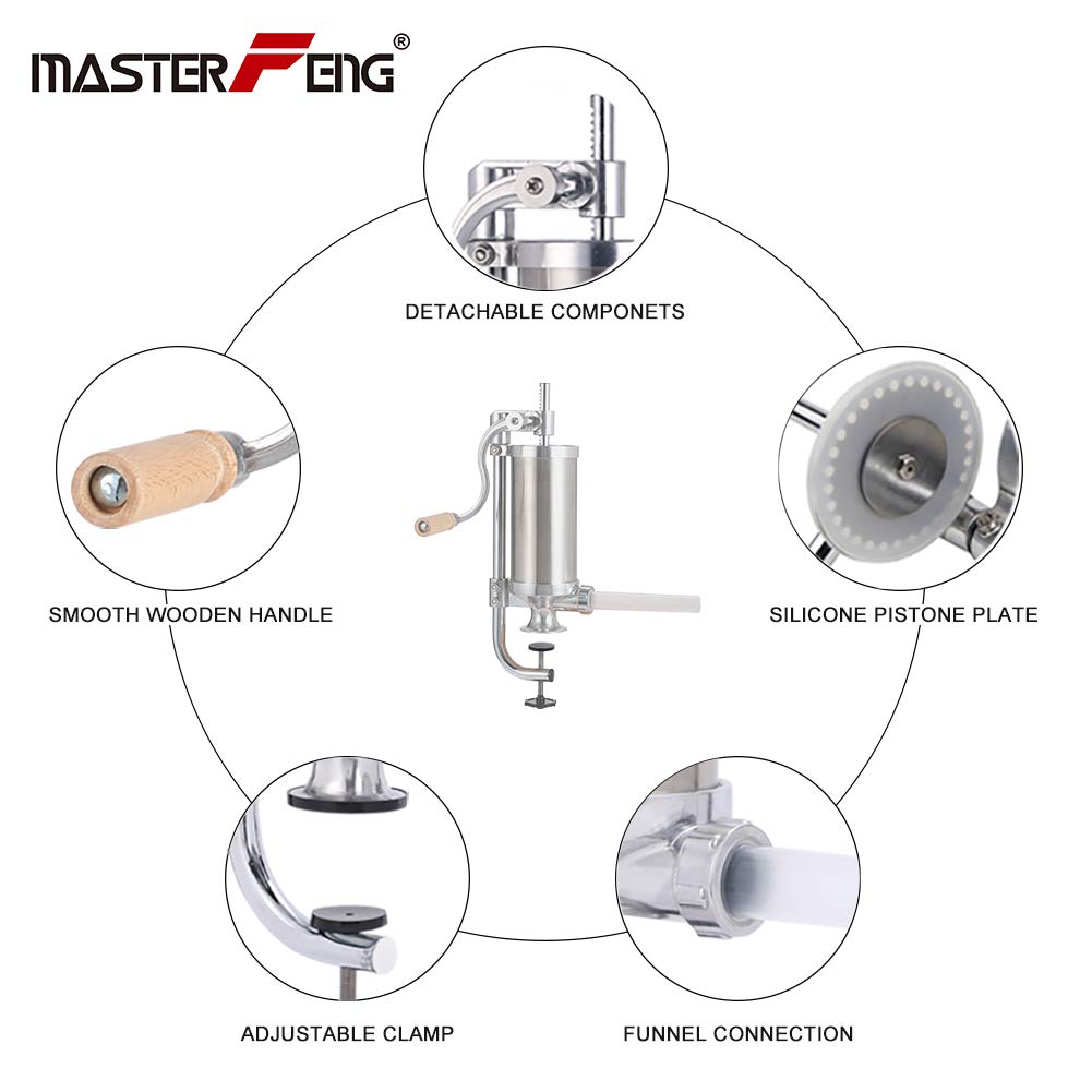 Stainless Steel Vertical Sausage Stuffer with 8 Stuffing Tubes L30431
