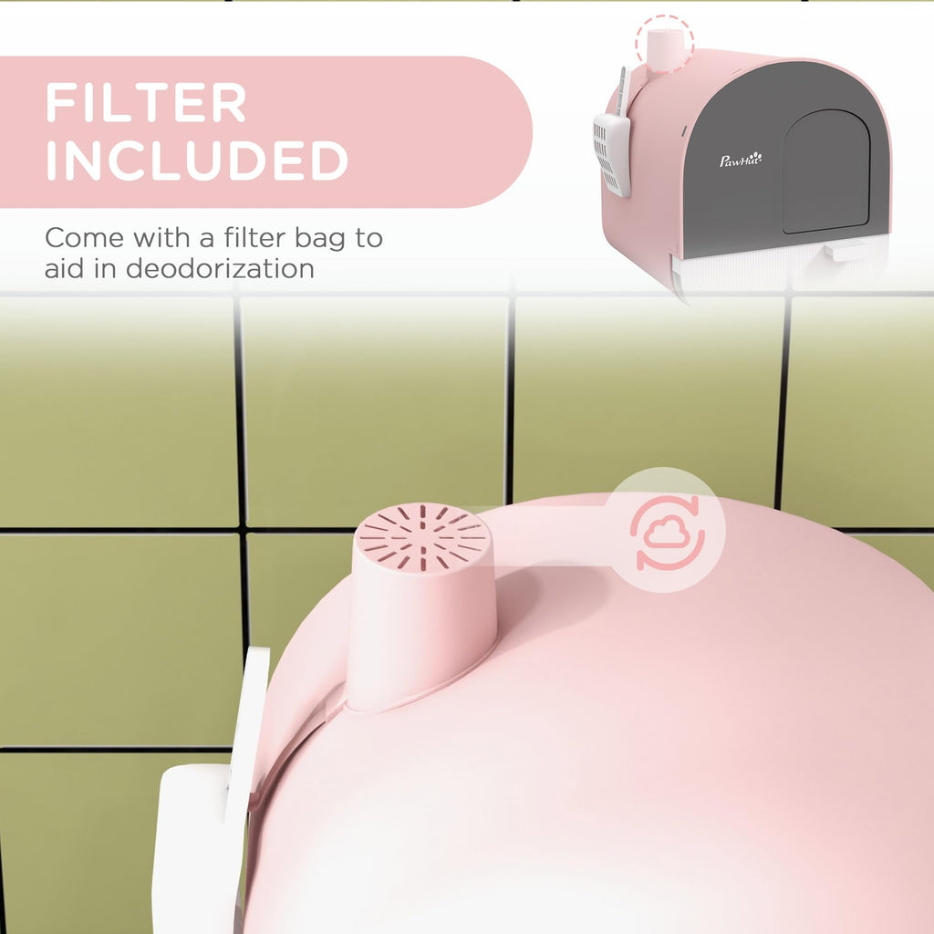 Pink Covered Cat Litter Box with Scoop W3958