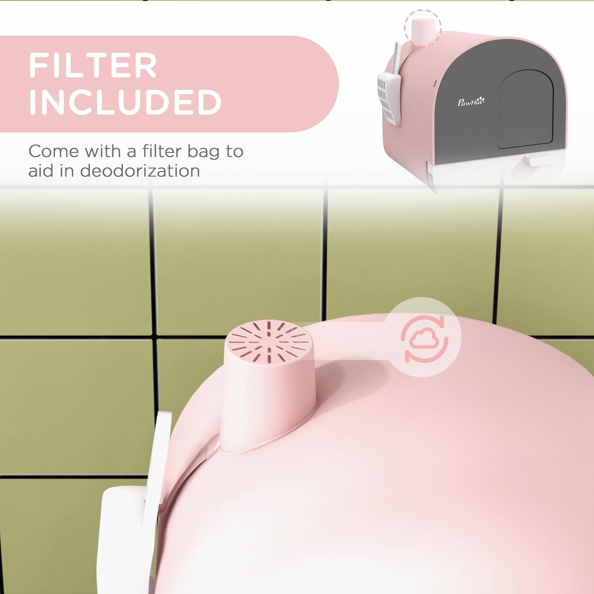 Pink Covered Cat Litter Box with Scoop W3958