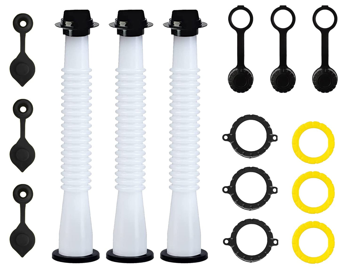 Gas Can Spout Replacement with Gasket, Stopper, Collar Caps and Vent Caps, Pack of 3 C4851