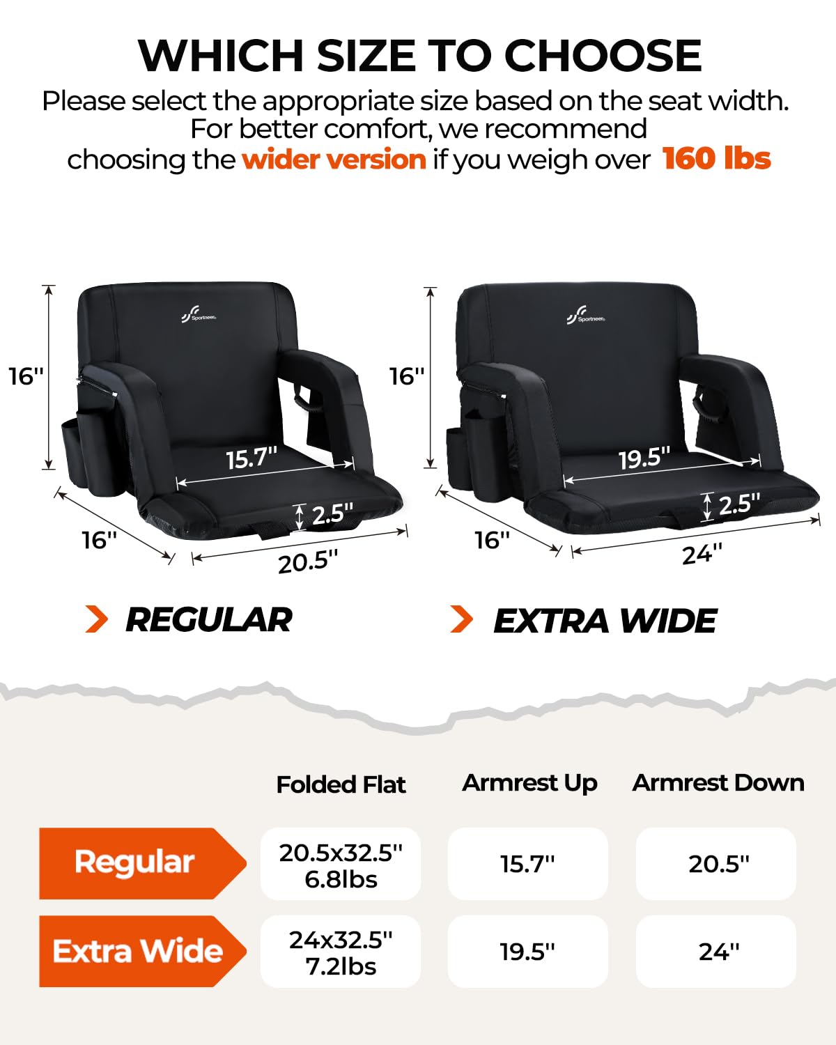 Stadium Seats with Back Support 2.5'' Thick Cushion 6 Adjustable Angle Bleacher Seat with Armrest O3948