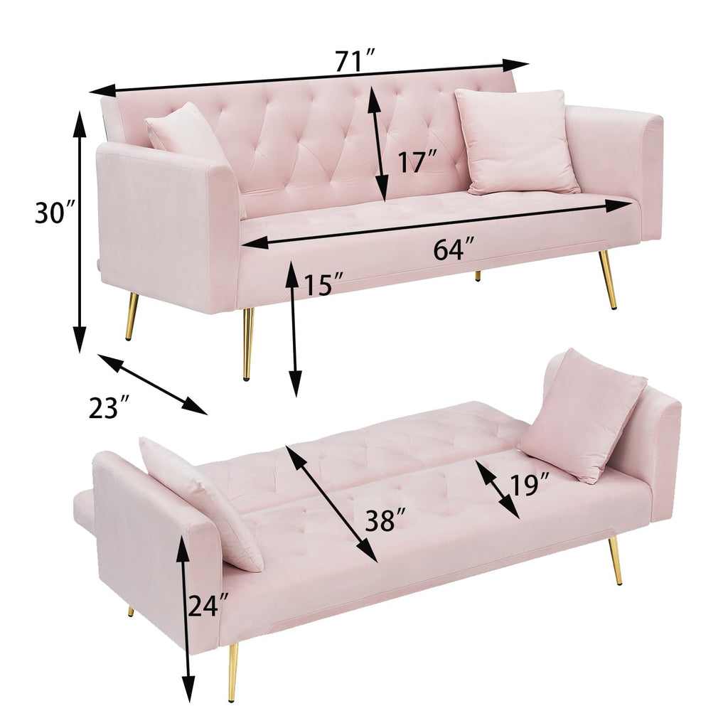 71" Velvet Convertible Sofa Bed Z791