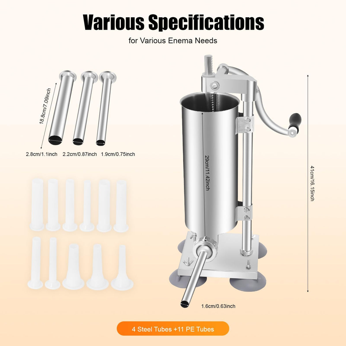 6Lbs Stainless Steel Vertical Sausage Stuffer with 6 Tubes U230699