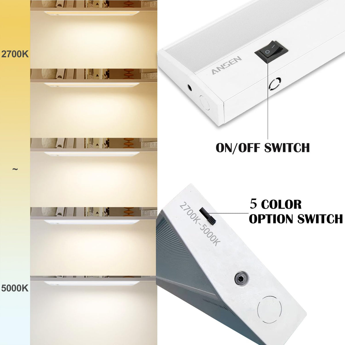 2 Packs Under Cabinet Lighting, 24in 18W Dimmable LED Light, 5 Color Temperature R662
