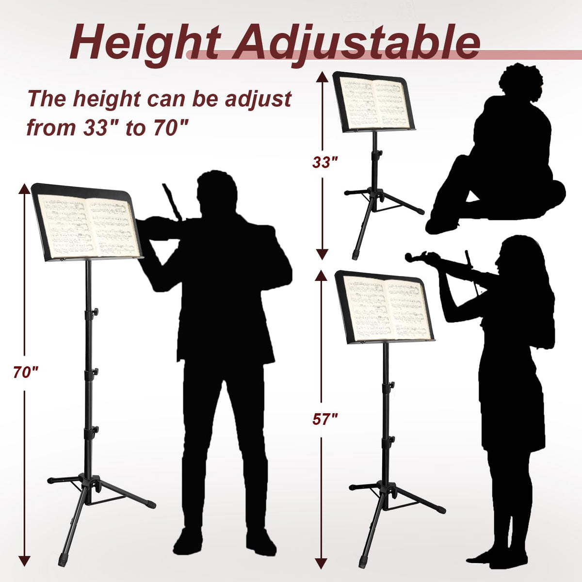 70IN Adjustable Sheet Music Stand with Carrying Bag T6097