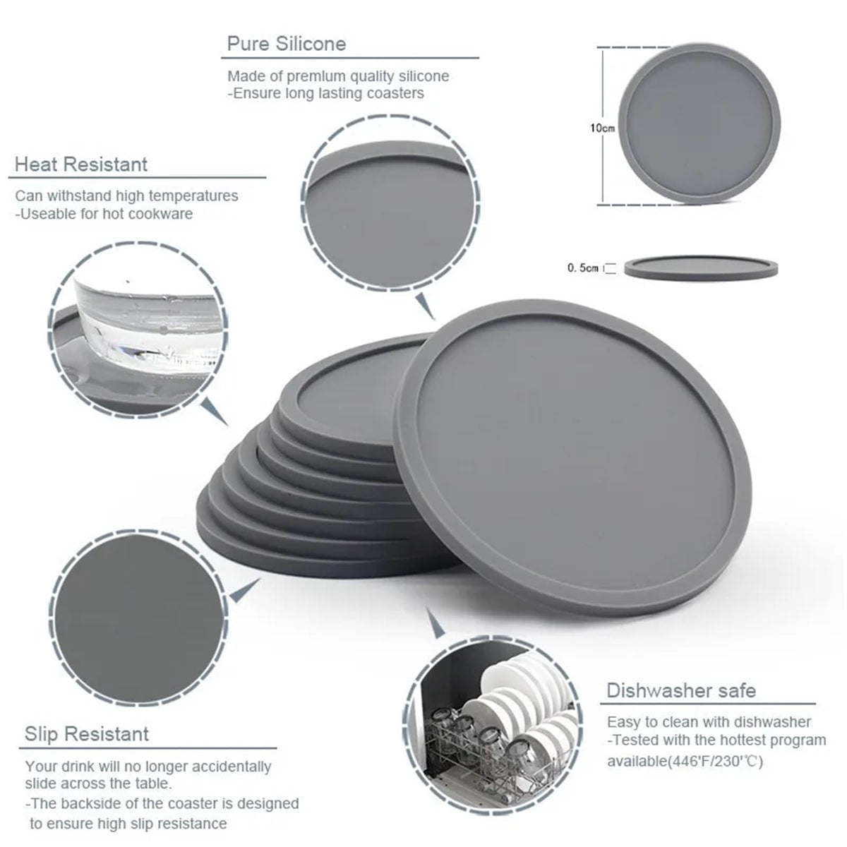 Black Silicone Coasters Set of 32 S296703