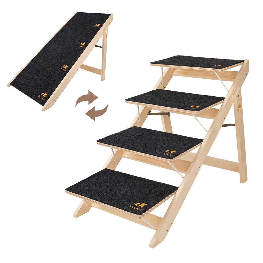 Wooden 4-Step Foldable Anti-Slip Dog Stairs N661