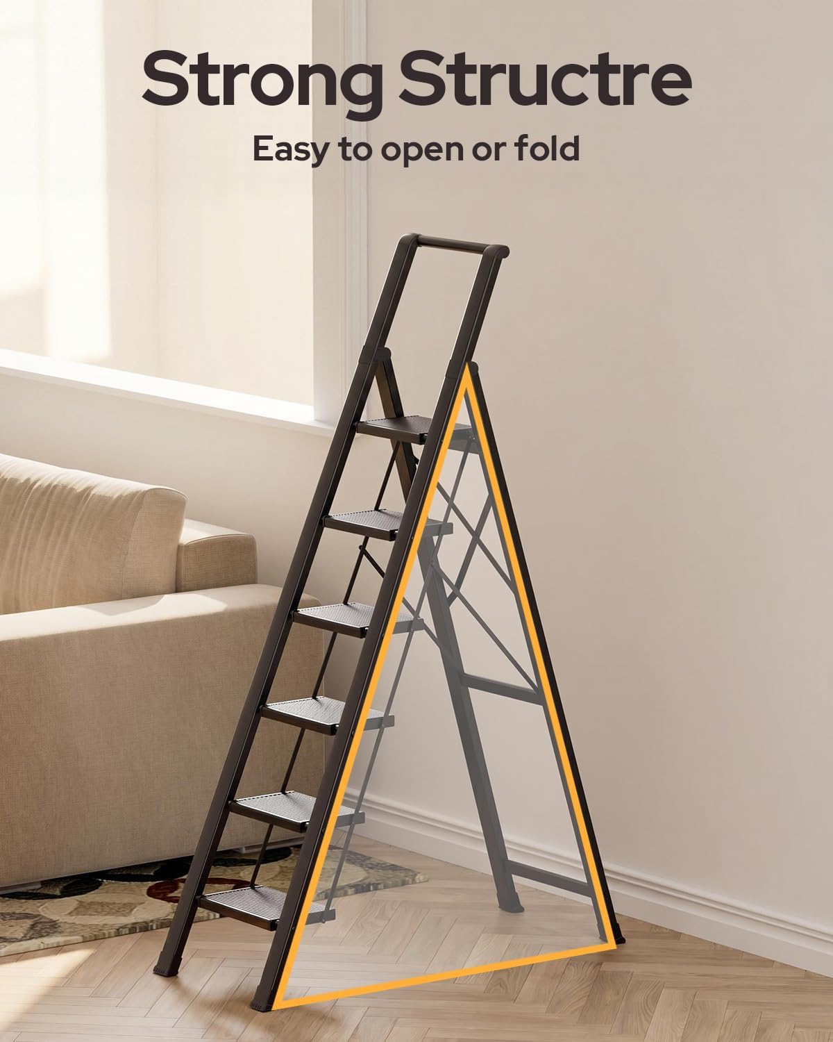 Black Foldable 6 Step Ladder B9218