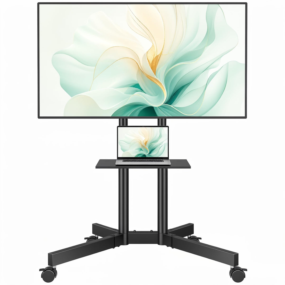 Rolling TV Stand with Tilt, Black C4342