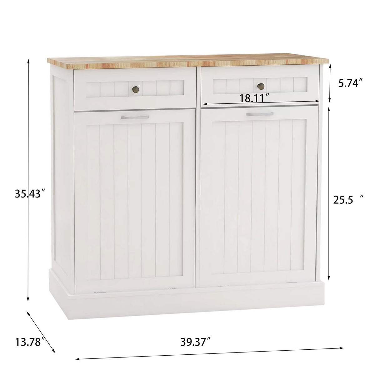 White Double Tilt Out Trash Cabinet with 2 Drawers O37002