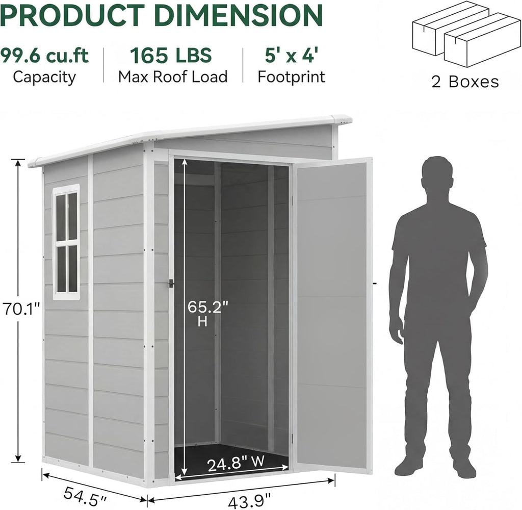 5 x 4 FT Plastic Outdoor Storage Shed with Floor M7430