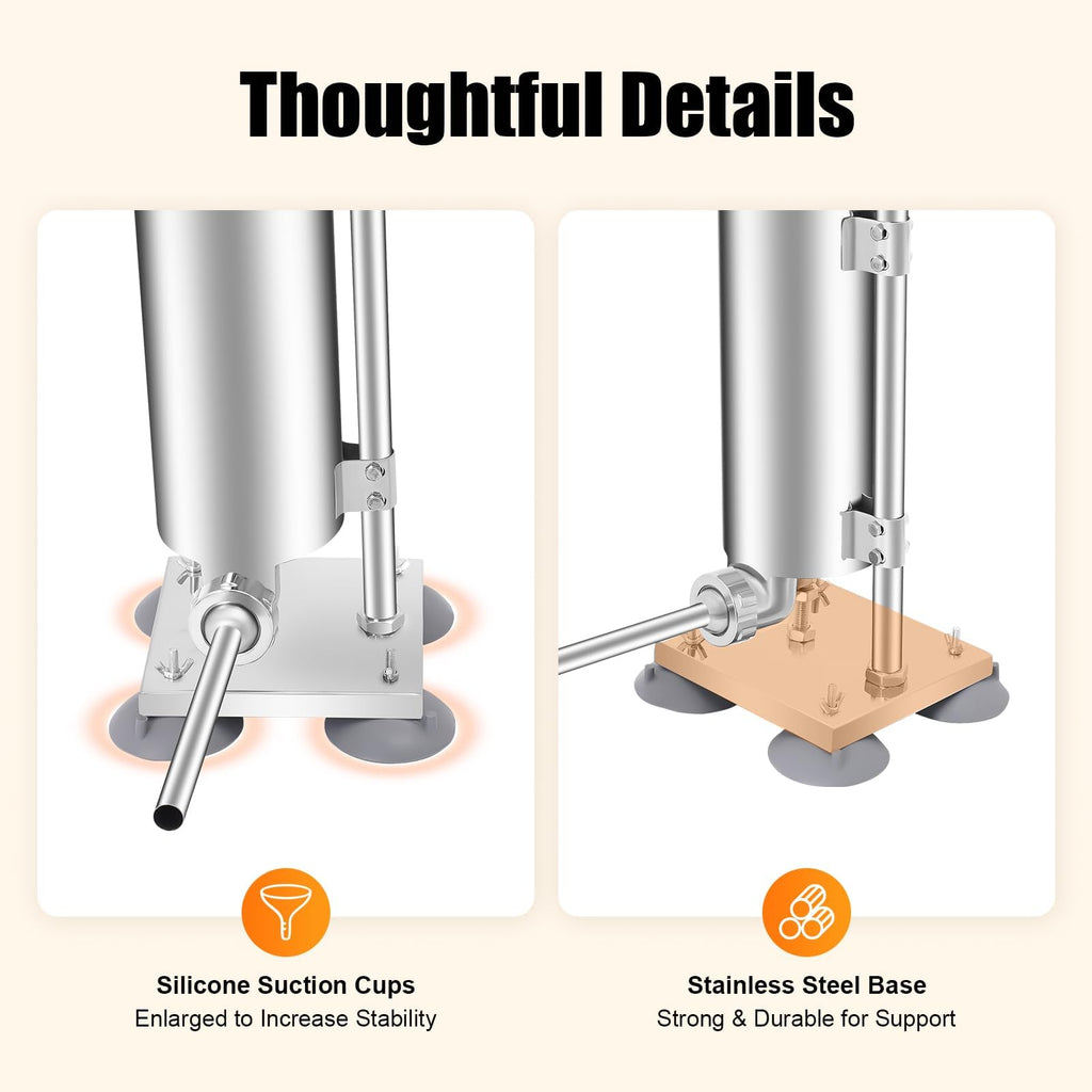 6Lbs Stainless Steel Vertical Sausage Stuffer with 6 Tubes U230699