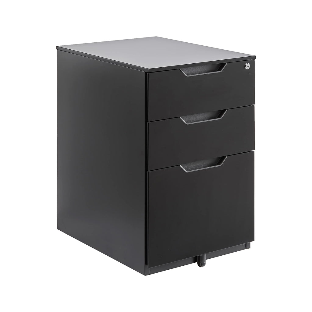 3-Drawer Black Mobile File Cabinet with Lock D4810
