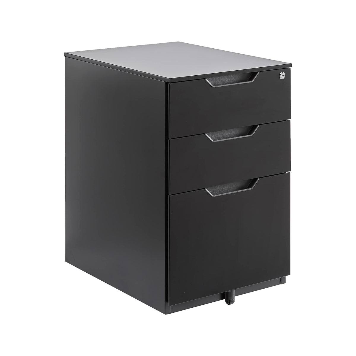 3-Drawer Black Mobile File Cabinet with Lock D4810