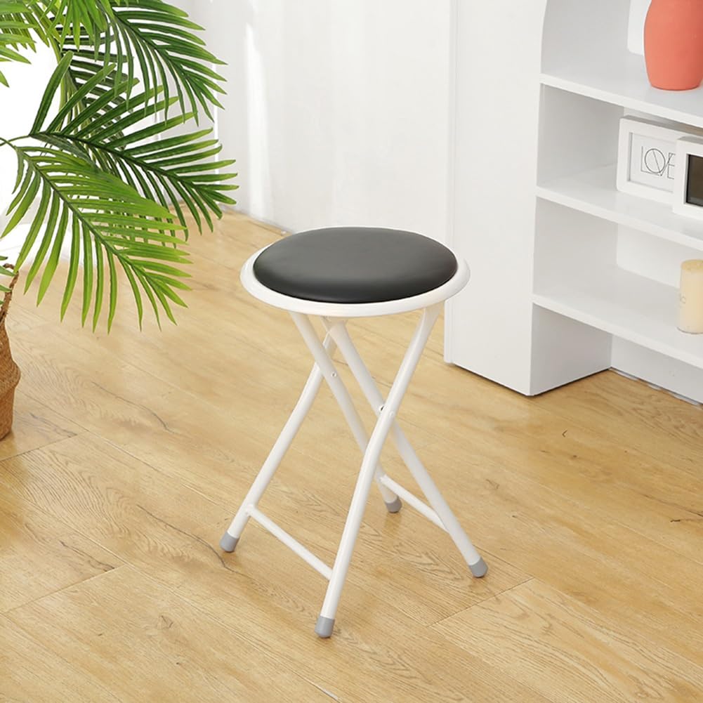 Set of 2 Pcs 18 Inch Round Padded Folding Bar Stool M959815