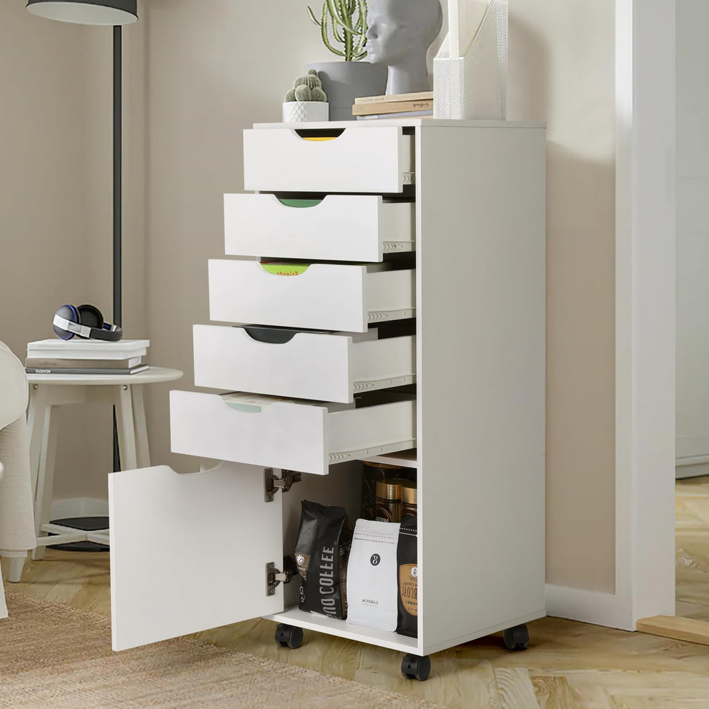 White 5 Drawer Mobile File Cabinet X520634