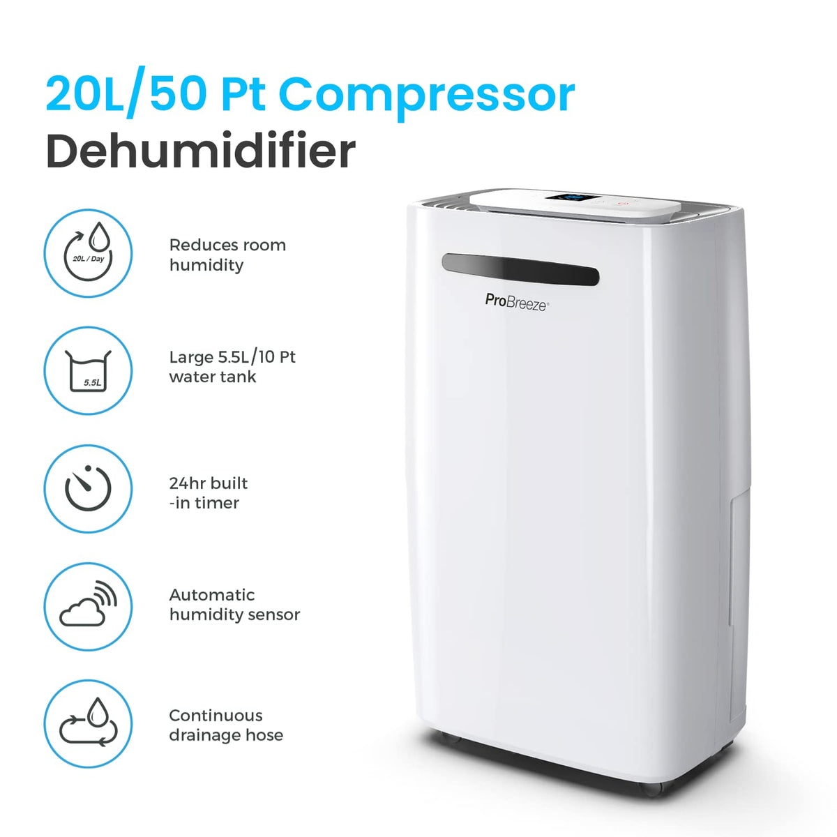 50 Pint Dehumidifier with Continuous Drain Hose M185670