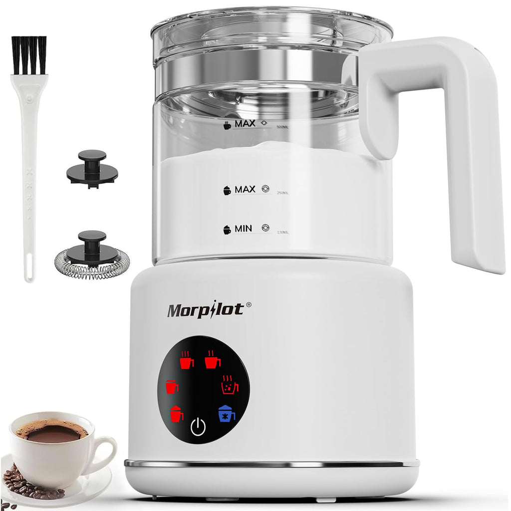 Electric Milk Frother and Steamer 16.9oz White Glass F582