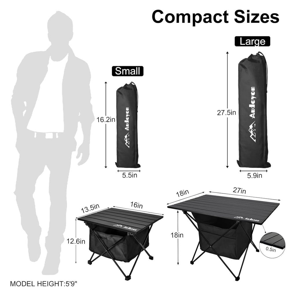 Foldable Aluminum Camping Side Table with Carry Bag G45695