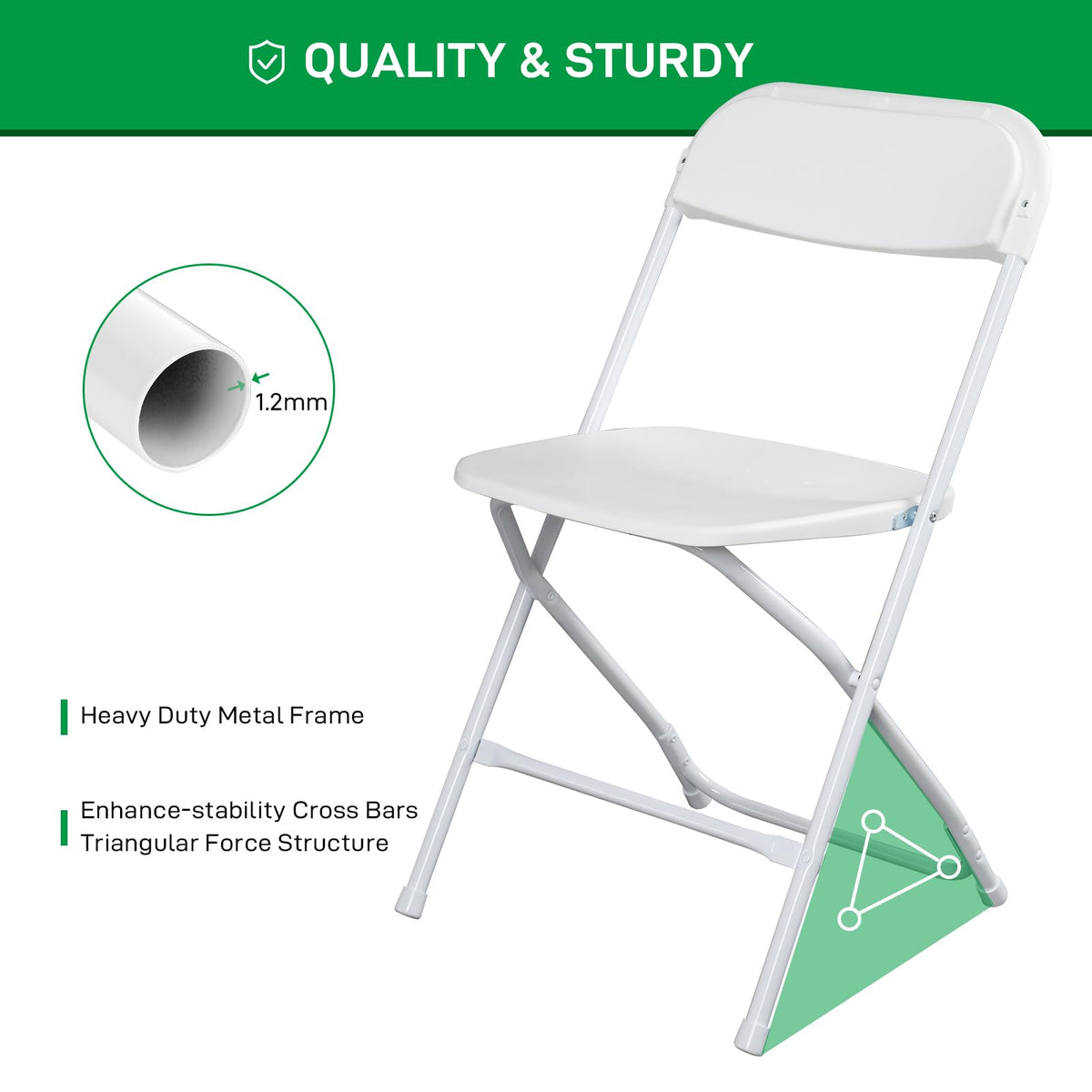 10 Pack White Plastic Folding Chairs with Steel Frame S878261