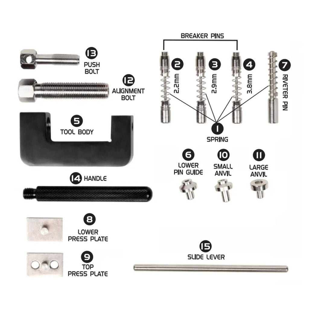 12 Pc Universal Motorcycle Chain Riveting Tool Set with Storage Box W922562