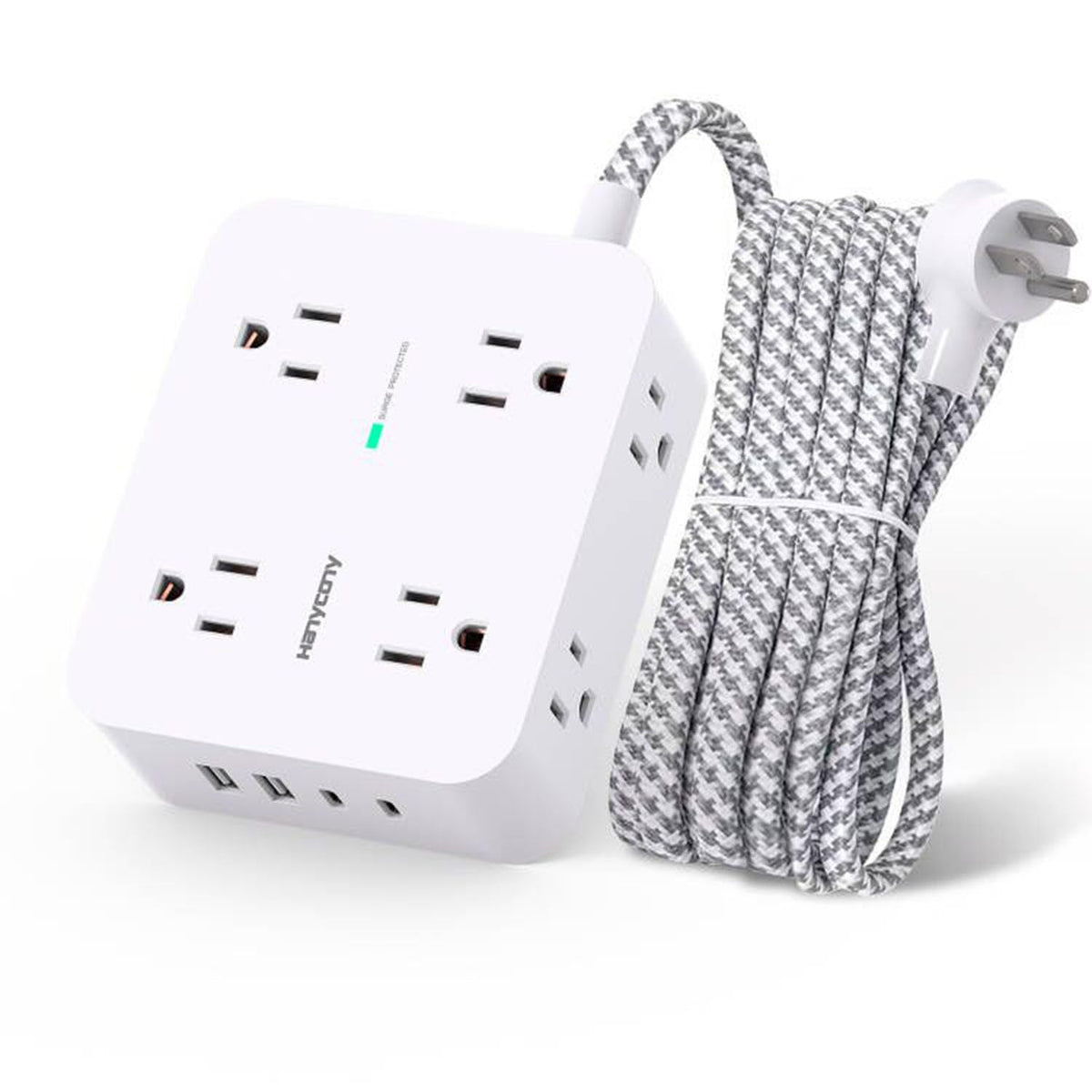 Surge Protector Power Strip 5 Ft Braided Extension Cord Y2889