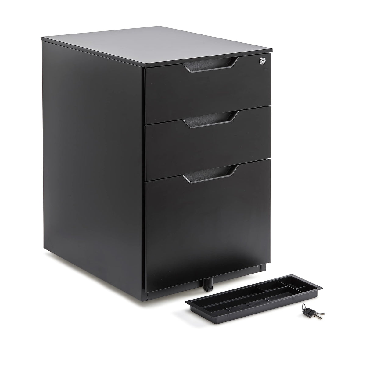 3-Drawer Black Mobile File Cabinet with Lock D4810