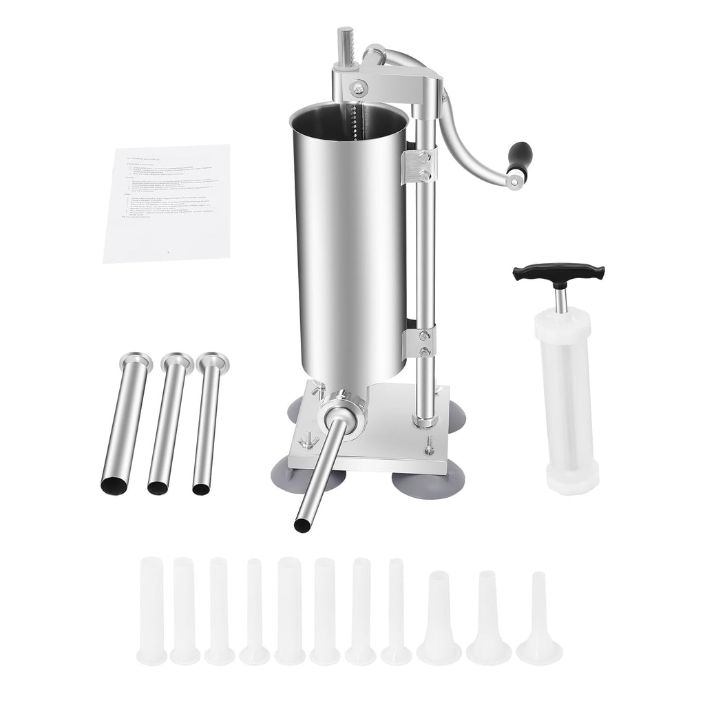 6Lbs Stainless Steel Vertical Sausage Stuffer with 6 Tubes U230699