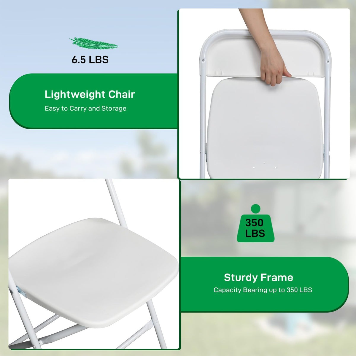10 Pack White Plastic Folding Chairs with Steel Frame S878261