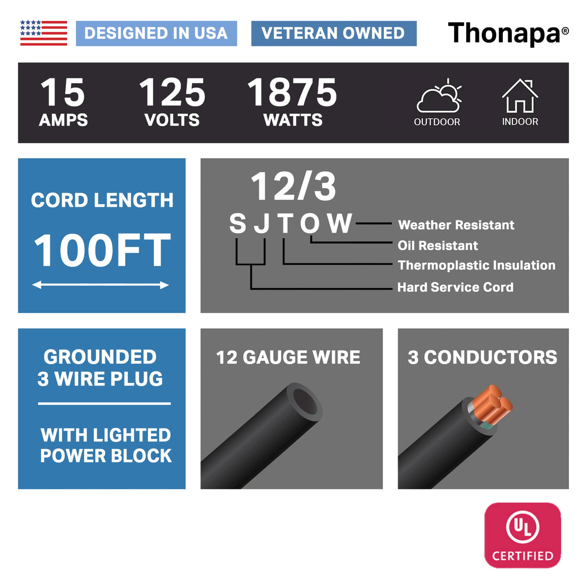 Black Oil Resistant 12 Gauge Extension Cord 100 ft and Yellow 10 Gauge Extension Cord 75 ft U19310