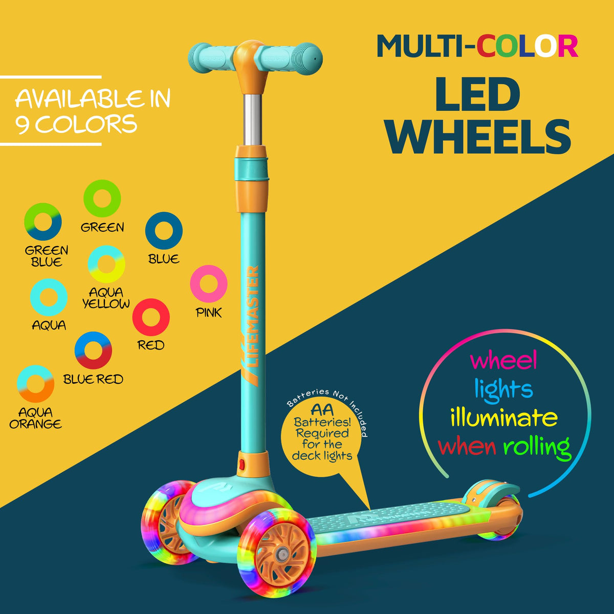 3-Wheel Kids Scooter with Multi-Color Lights Y19799