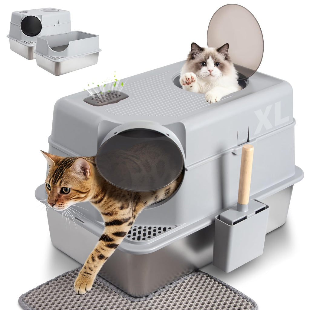 Stainless Steel Extra Large Enclosed Cat Litter Box Z1565