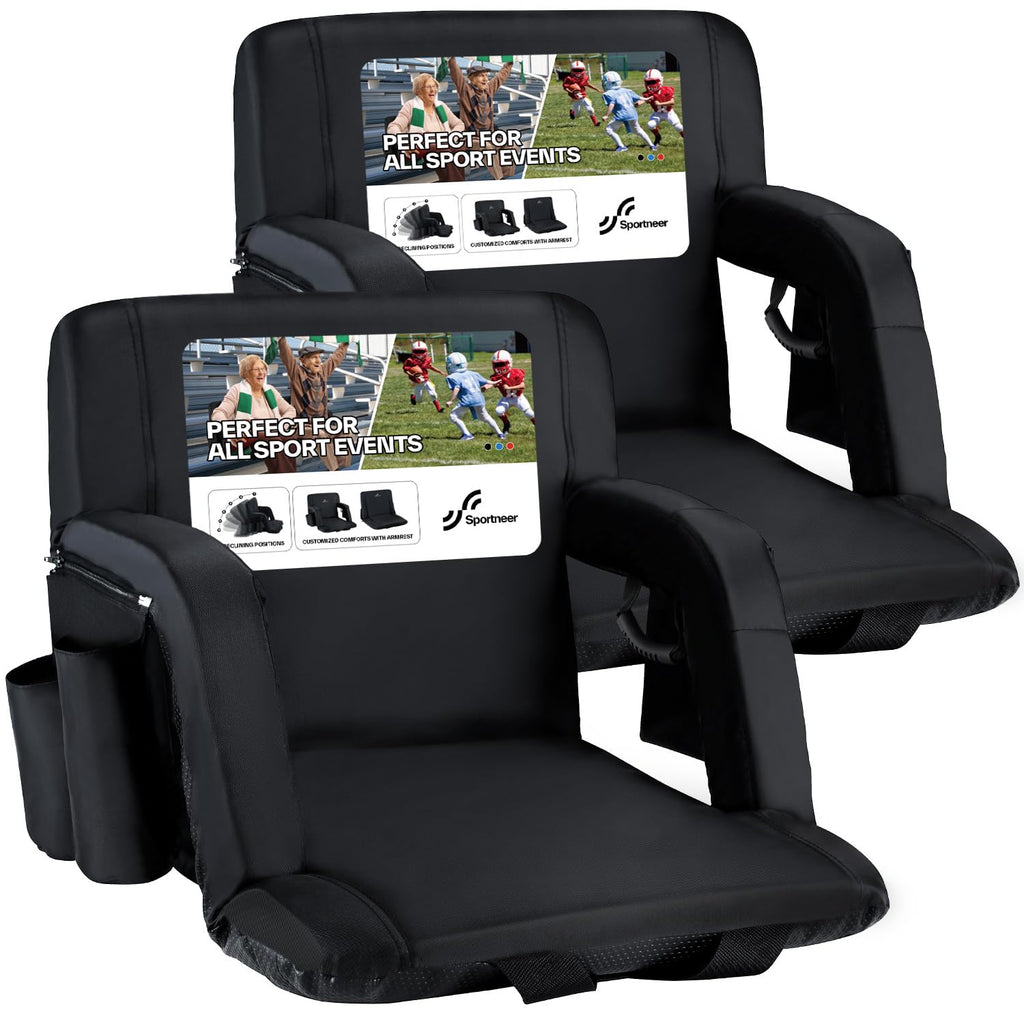 Stadium Seats with Back Support 2.5'' Thick Cushion 6 Adjustable Angle Bleacher Seat with Armrest O3948