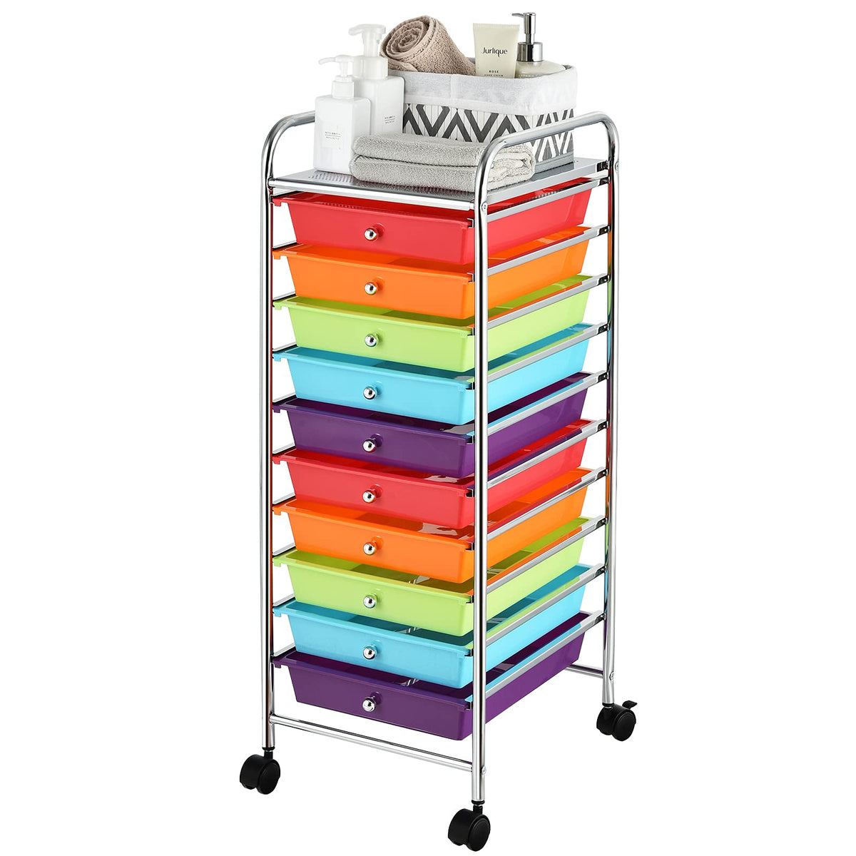 10 Drawer Rolling Cart with Lockable Wheels U831