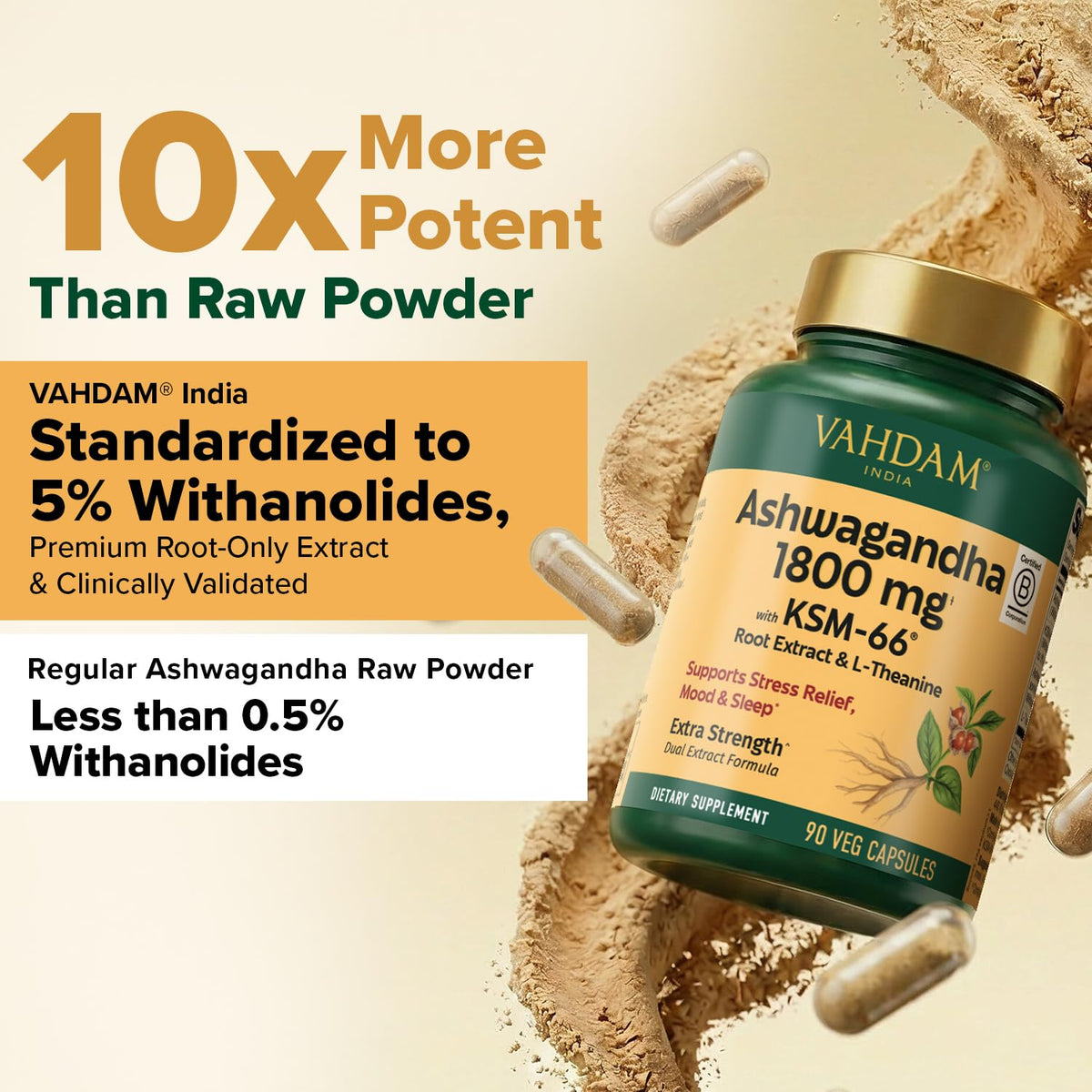 Ashwagandha Supplement 1800mg 90 Capsules U742