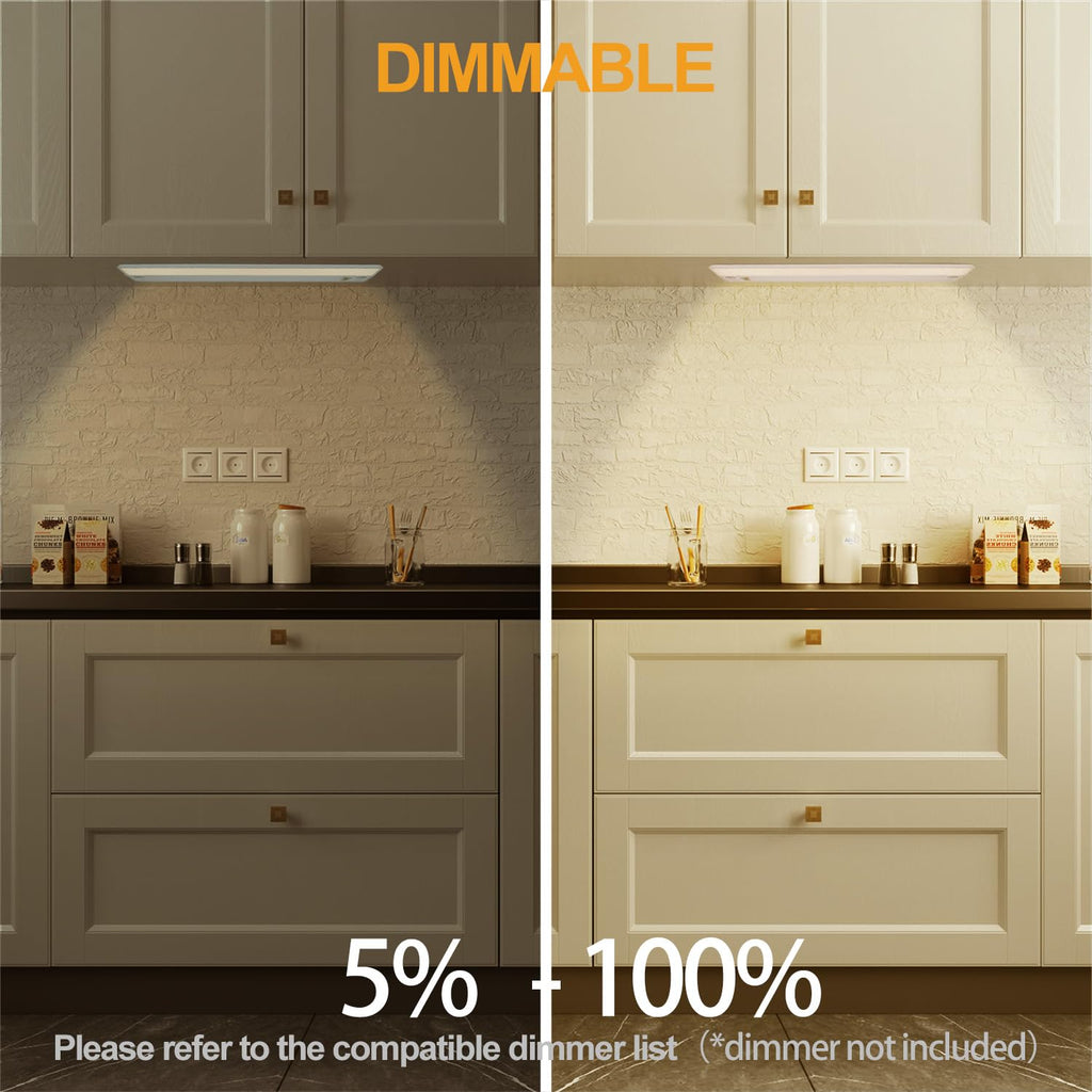 2 Packs Under Cabinet Lighting, 24in 18W Dimmable LED Light, 5 Color Temperature R662