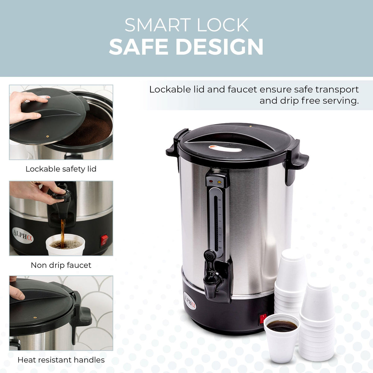 100 Cups Stainless Steel Electric Coffee Urn Y67277
